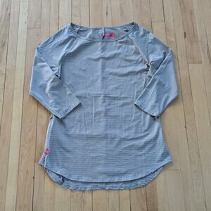 Terry Bicycles 3/4 Sleeve Cycling Shirt Size M Tan Beige Striped Active Bike